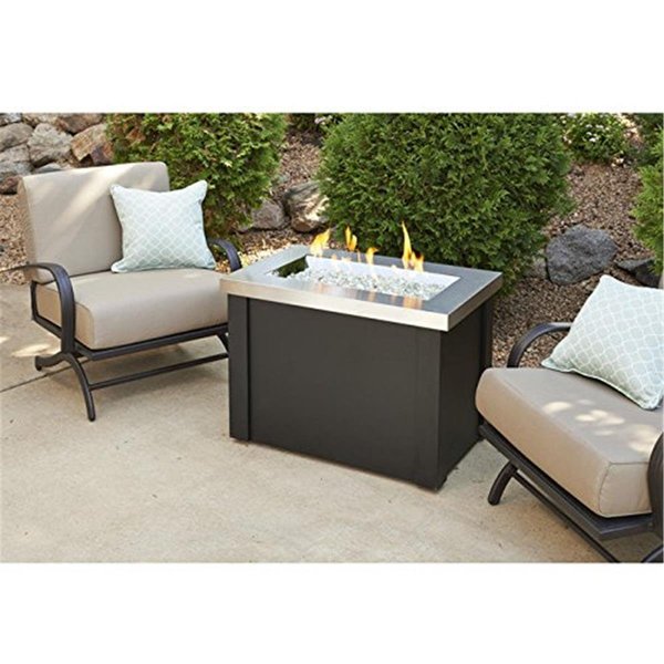 The Outdoor Greatroom Co OutdoorGreatroom Providence Stainless Steel Crystal Fire Pit Table PROV-1224-SS